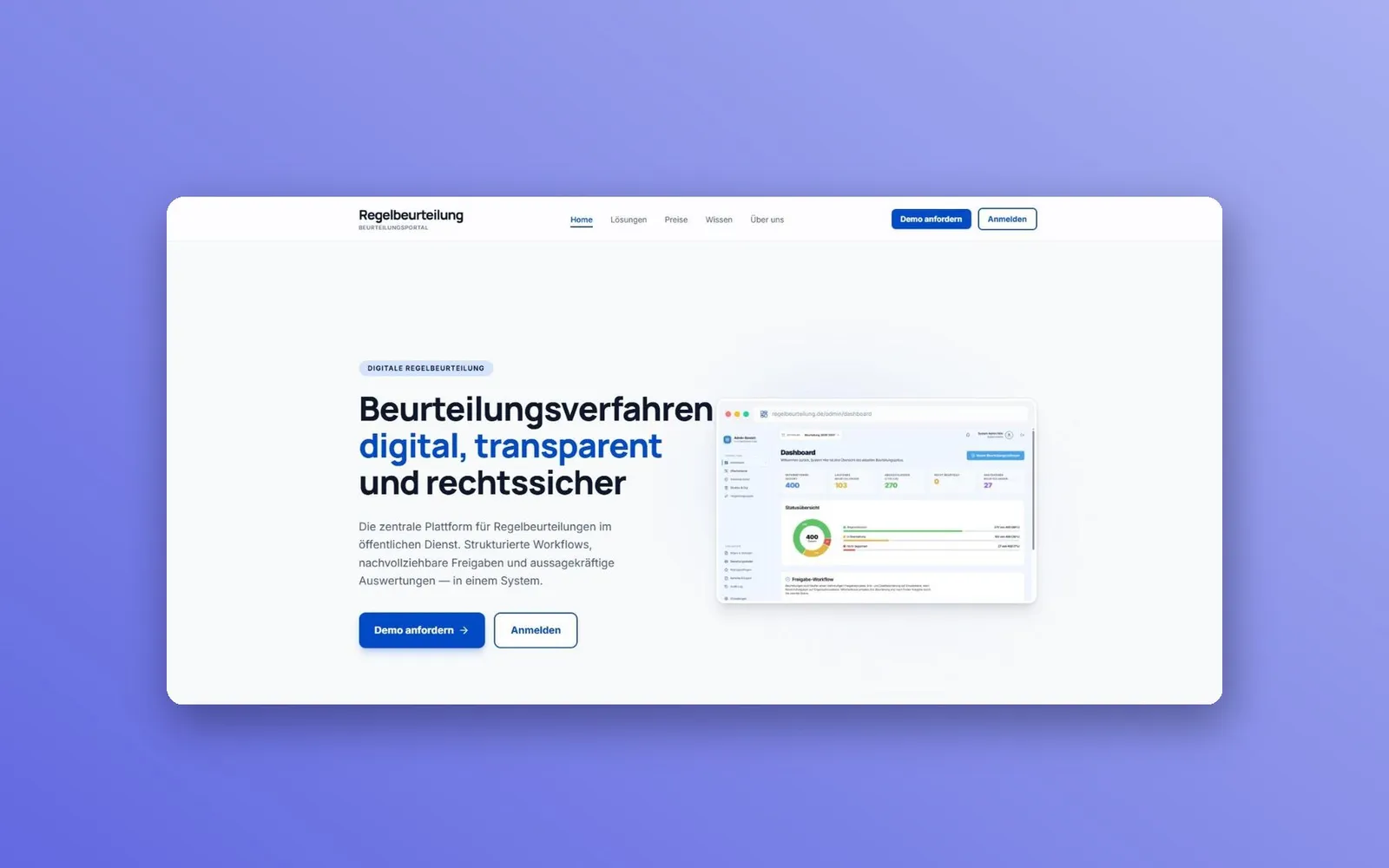 Bildschirmansicht des digitalen Regelbeurteilungssystems